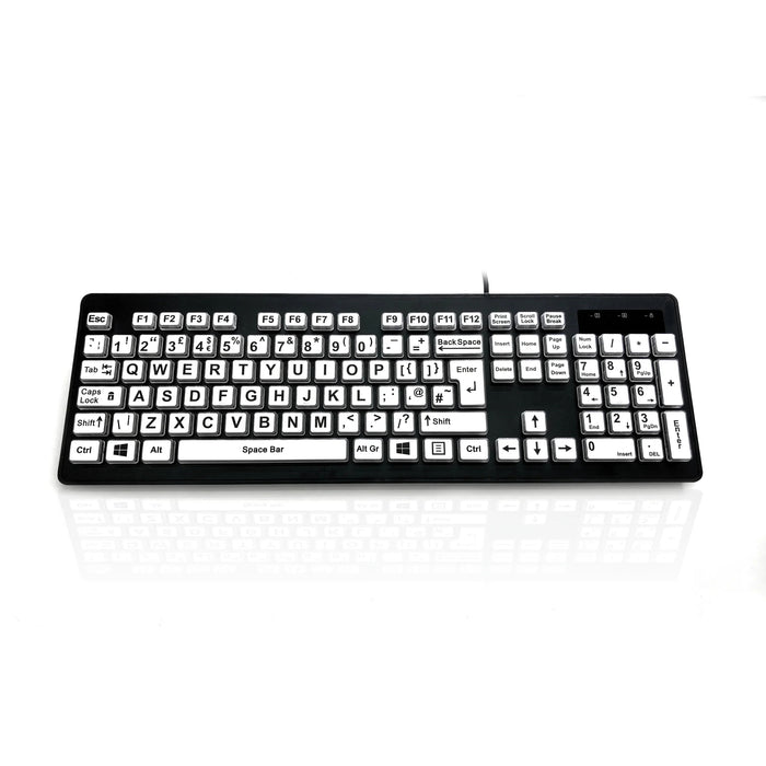 Accuratus Rainbow 2 High Contrast Keyboard with Extra Large Black Font & White Keys