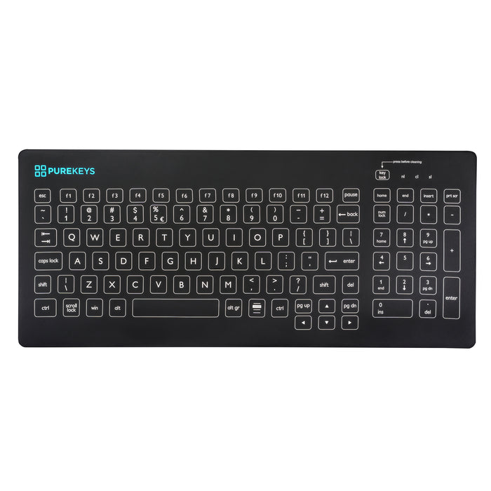 Purekeys Compact Keyboard in Black - Wired, IP66 with Tactile Feedback