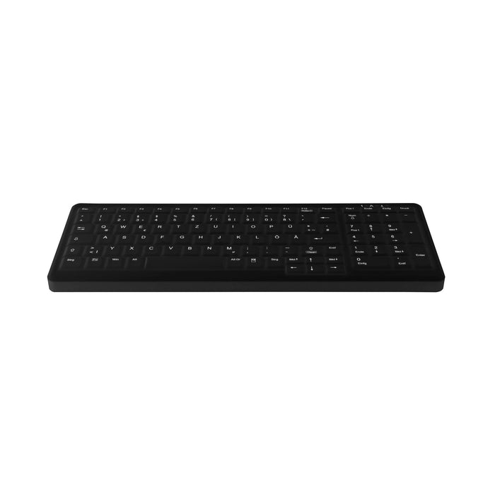 Active Key AK-C7000F Compact Flat Wipeable Keyboard in Black with Numpad - Wired