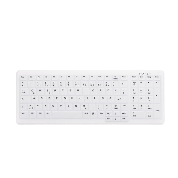 Active Key AK-C7000F Compact Flat Wipeable Keyboard in White with Numpad - Wired
