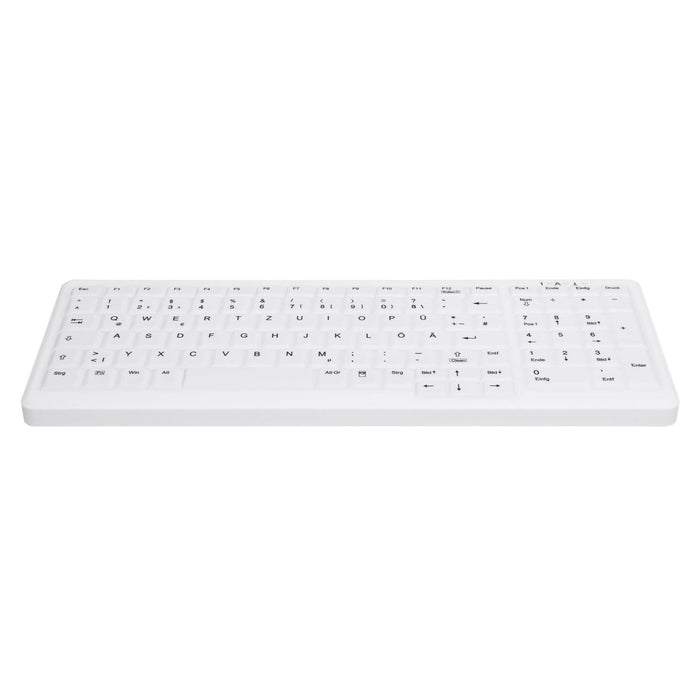 Active Key AK-C7000F Compact Flat Wipeable Keyboard in White with Numpad - Wired