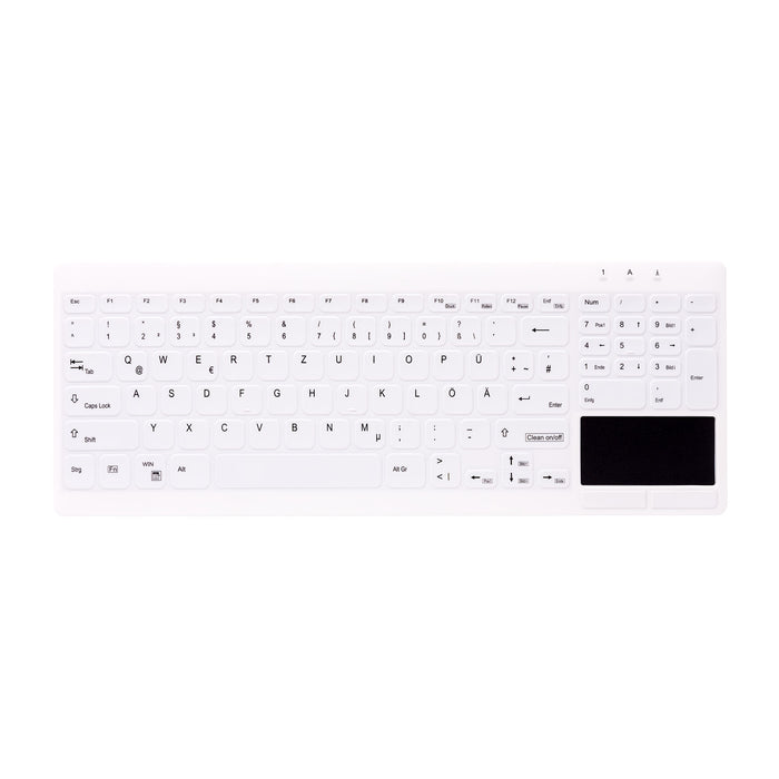 Active Key AK-C7412F Compact Ultraflat Wipeable Keyboard in White with Numpad and Touchpad - Wired