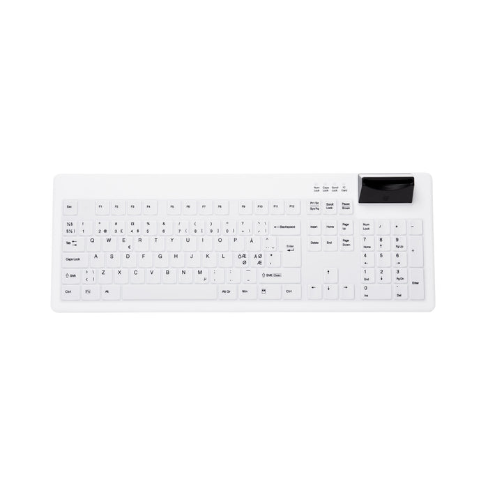 Active Key AK-C8200F Wipeable Keyboard with integrated Smart Card Reader in White - Wired