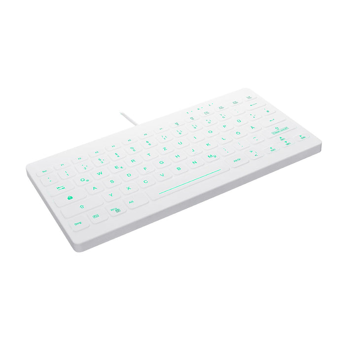 Active Key AK-CB4112F Compact Ultraflat Wipeable Keyboard in White with Backlighting - Wired