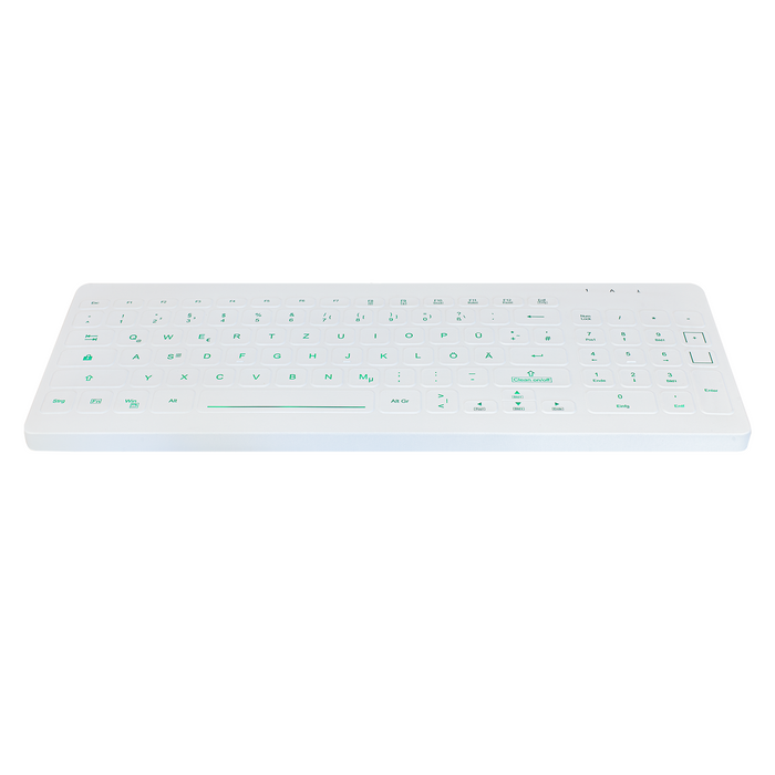Active Key AK-CB7012F Compact Ultraflat Wipeable Keyboard in White with Backlighting - Wired