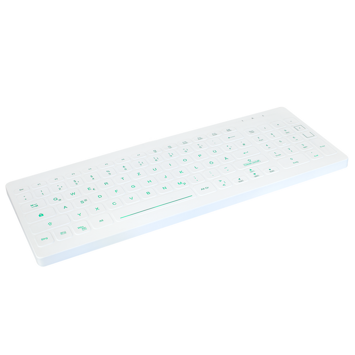 Active Key AK-CB7012F Compact Ultraflat Wipeable Keyboard in White with Backlighting - Wired