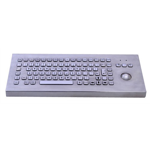 KBS-PC-F2-DESK-LED Backlit Desktop Stainless Steel Keyboard with Trackball and FN Keys