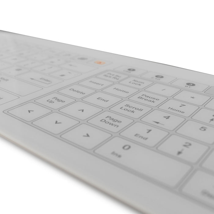 AccuMed Glass Keyboard with Integrated Touchpad in White (Wired or Wireless)