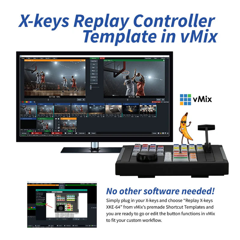X-keys XKE-64 Jog T-Bar USB Replay Controller