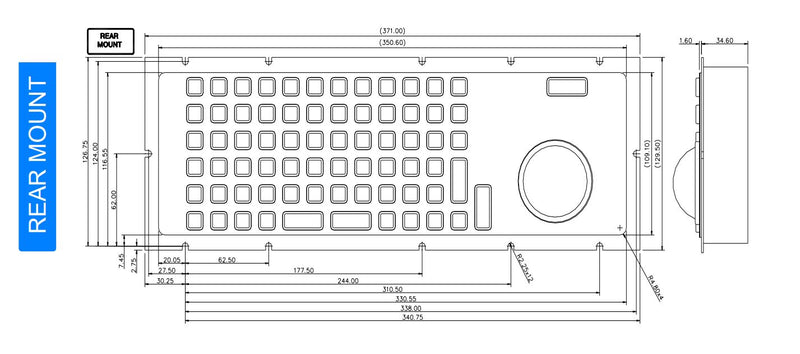 CKS 72Ti Series - Illuminated Rugged Keyboard with Integrated Trackball