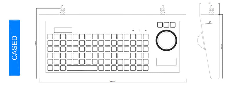 CKS 96T Series - Rugged Industrial Keyboard with Trackerball