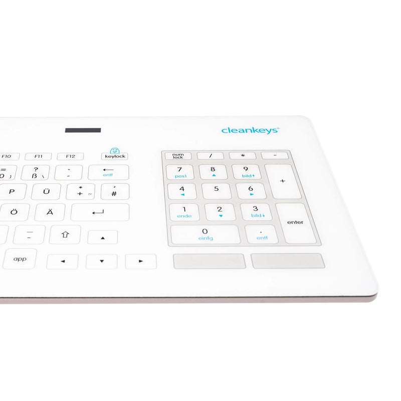 Cleankeys CK6 Wired Medical Capacitive Glass Keyboard with Touchpad & Numberpad