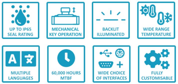 CKS 96T Series - Rugged Industrial Keyboard with Trackerball