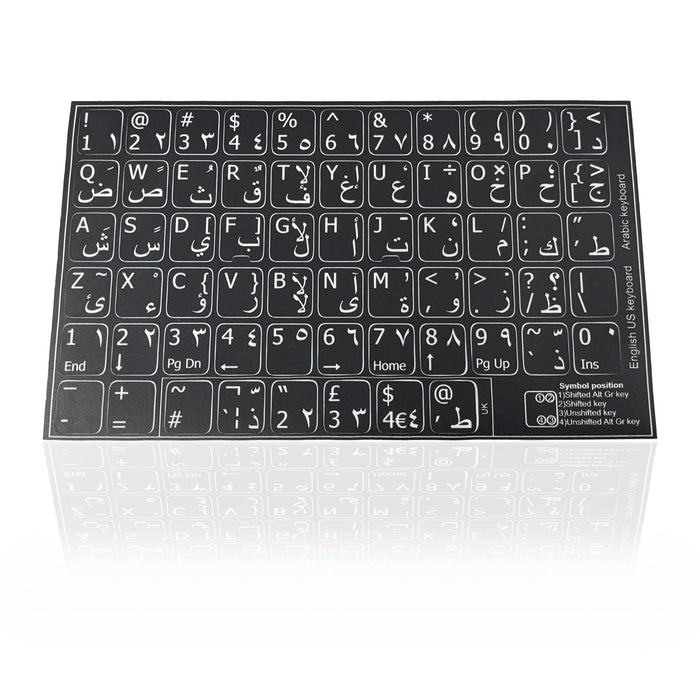Accuratus Professional Keyboard Stickers (Language) - White Lettering on Opaque Black Background