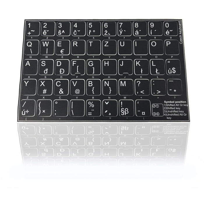 Accuratus Professional Keyboard Stickers (Language) - White Lettering on Opaque Black Background