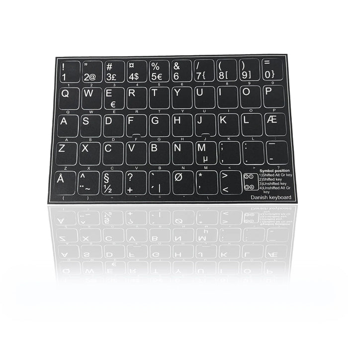 Accuratus Professional Keyboard Stickers (Language) - White Lettering on Opaque Black Background