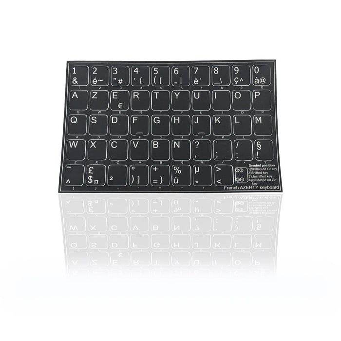 Accuratus Professional Keyboard Stickers (Language) - White Lettering on Opaque Black Background