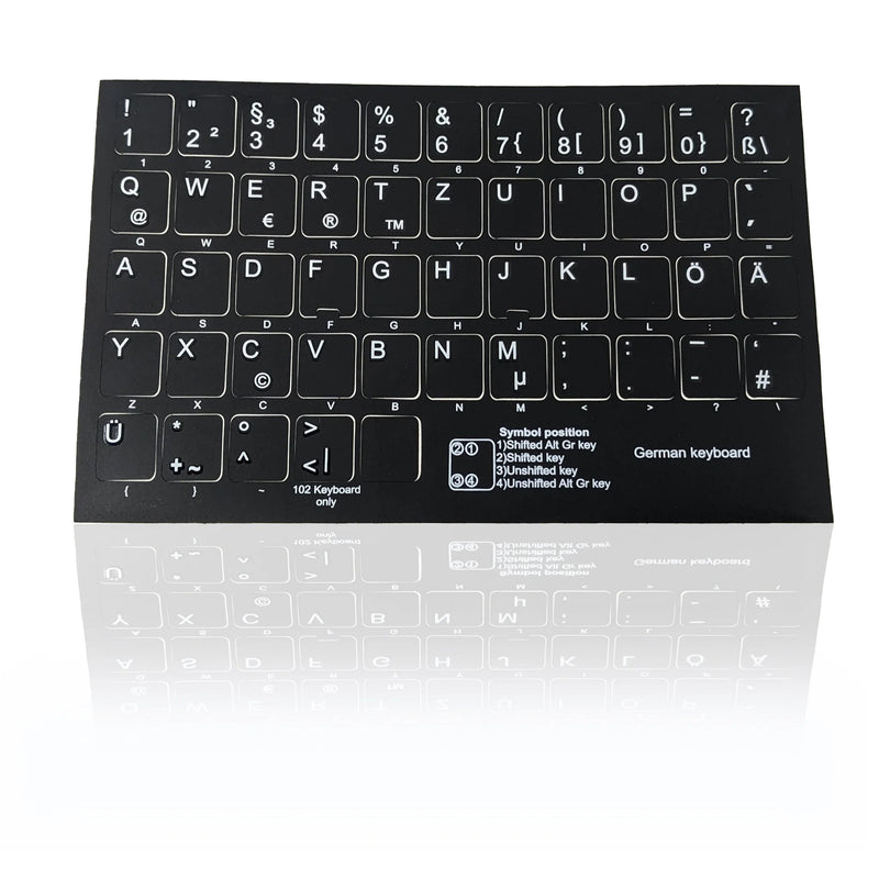 Accuratus Professional Keyboard Stickers (Language) - White Lettering on Opaque Black Background