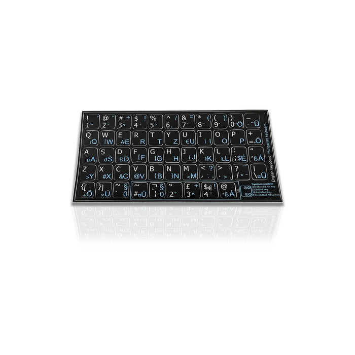 Accuratus Professional Keyboard Stickers (Language) - White Lettering on Opaque Black Background