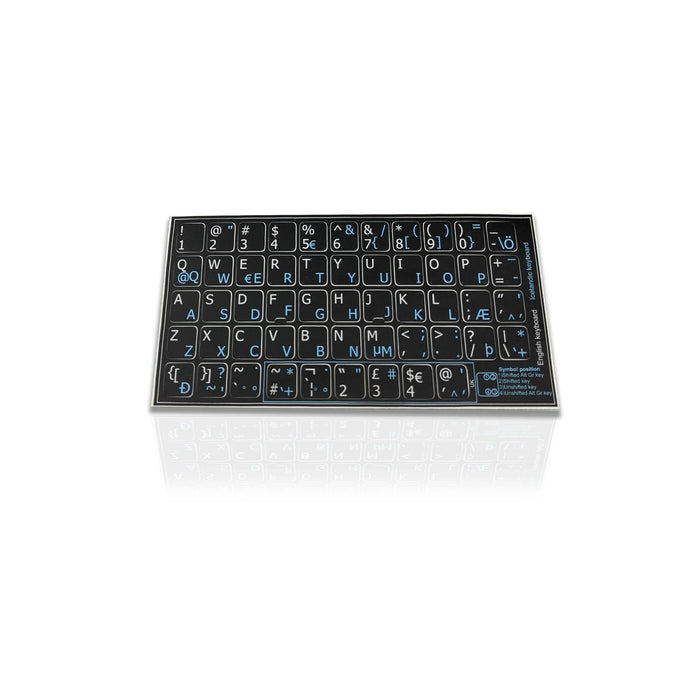 Accuratus Professional Keyboard Stickers (Language) - White Lettering on Opaque Black Background