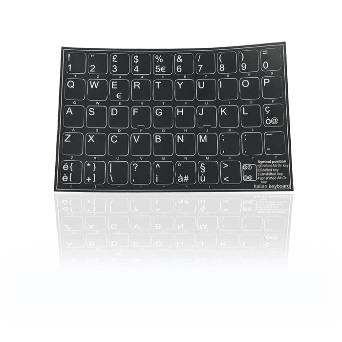 Accuratus Professional Keyboard Stickers (Language) - White Lettering on Opaque Black Background