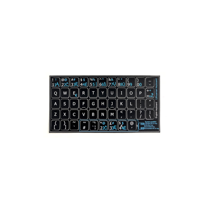 Accuratus Professional Keyboard Stickers (Language) - White Lettering on Opaque Black Background