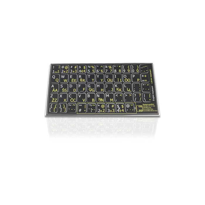 Accuratus Professional Keyboard Stickers (Language) - White Lettering on Opaque Black Background