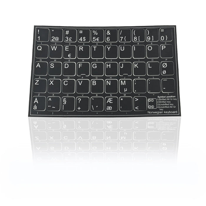 Accuratus Professional Keyboard Stickers (Language) - White Lettering on Opaque Black Background