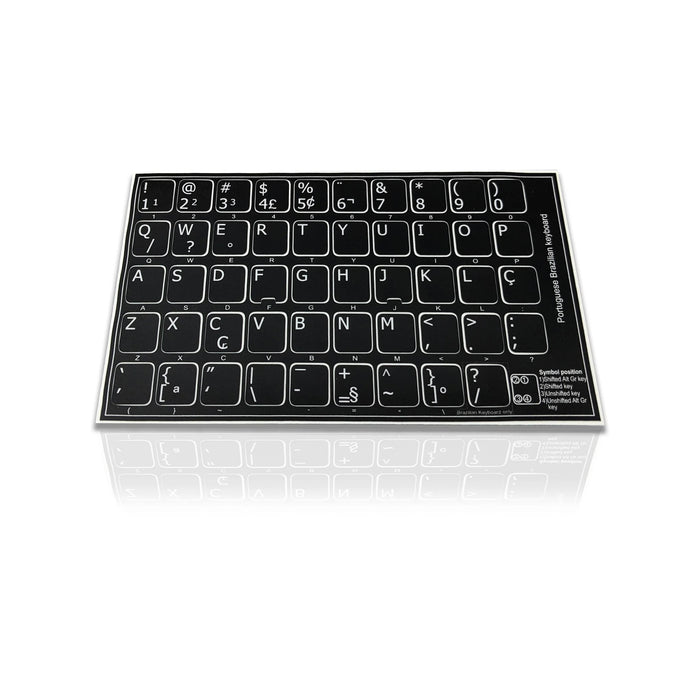 Accuratus Professional Keyboard Stickers (Language) - White Lettering on Opaque Black Background