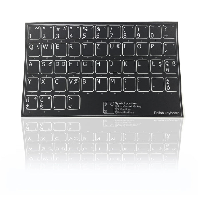 Accuratus Professional Keyboard Stickers (Language) - White Lettering on Opaque Black Background