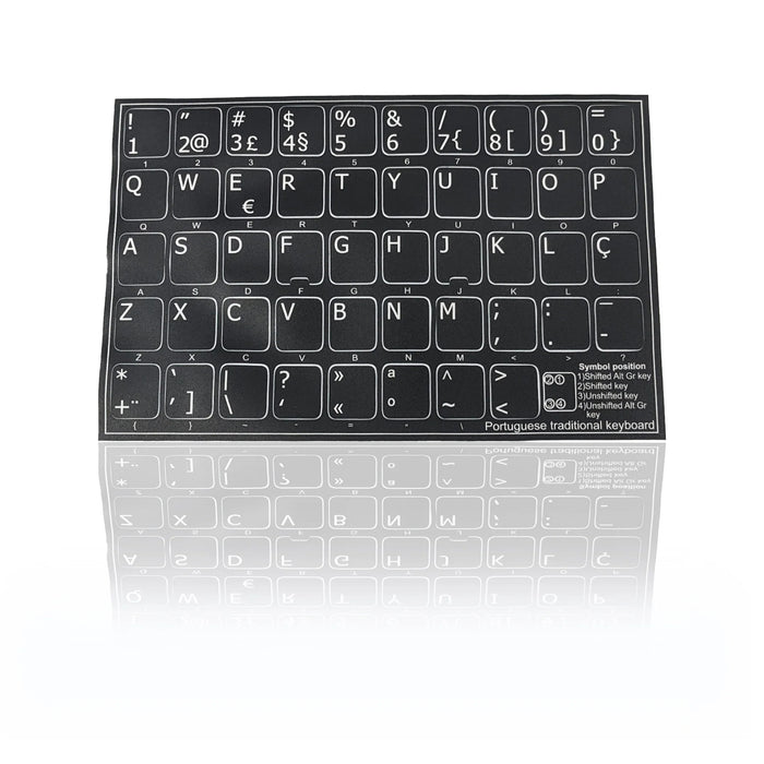 Accuratus Professional Keyboard Stickers (Language) - White Lettering on Opaque Black Background
