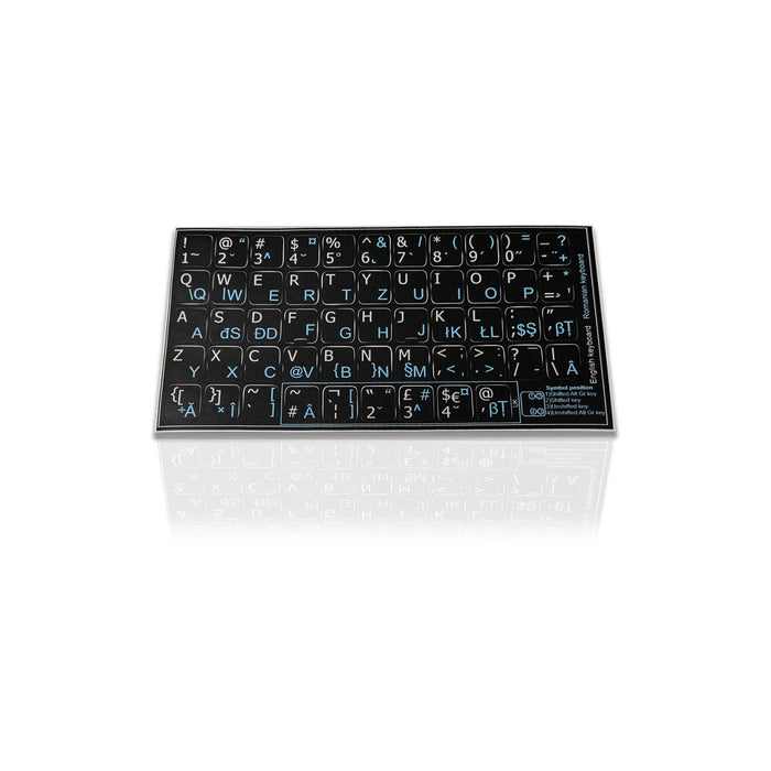 Accuratus Professional Keyboard Stickers (Language) - White Lettering on Opaque Black Background