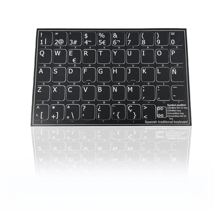 Accuratus Professional Keyboard Stickers (Language) - White Lettering on Opaque Black Background