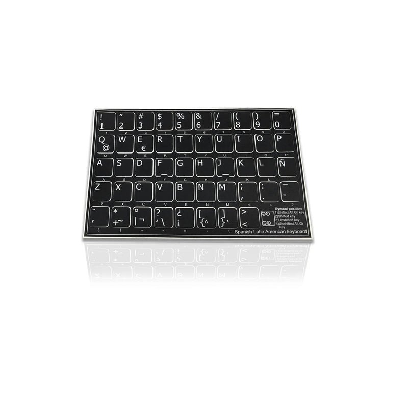 Accuratus Professional Keyboard Stickers (Language) - White Lettering on Opaque Black Background