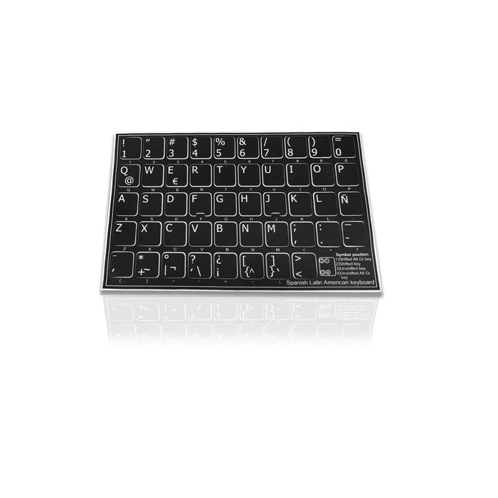 Accuratus Professional Keyboard Stickers (Language) - White Lettering on Opaque Black Background