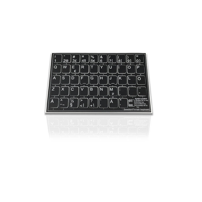 Accuratus Professional Keyboard Stickers (Language) - White Lettering on Opaque Black Background