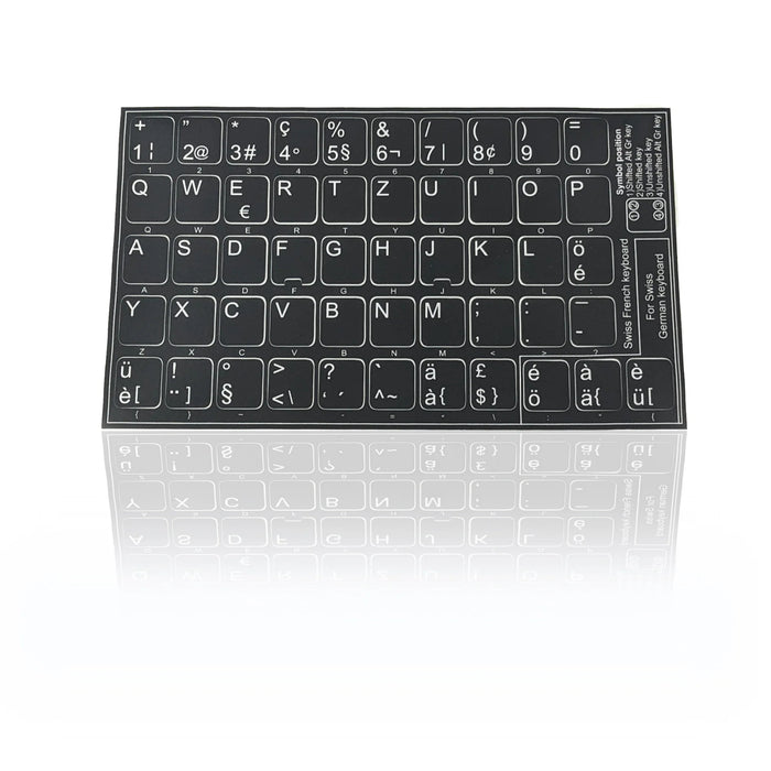 Accuratus Professional Keyboard Stickers (Language) - White Lettering on Opaque Black Background