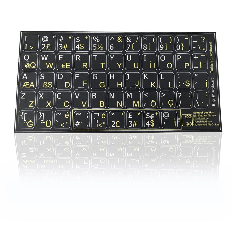 Accuratus Professional Keyboard Stickers (Language) - White Lettering on Opaque Black Background