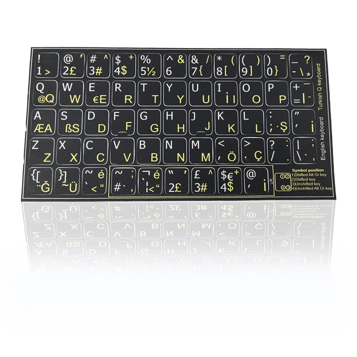 Accuratus Professional Keyboard Stickers (Language) - White Lettering on Opaque Black Background
