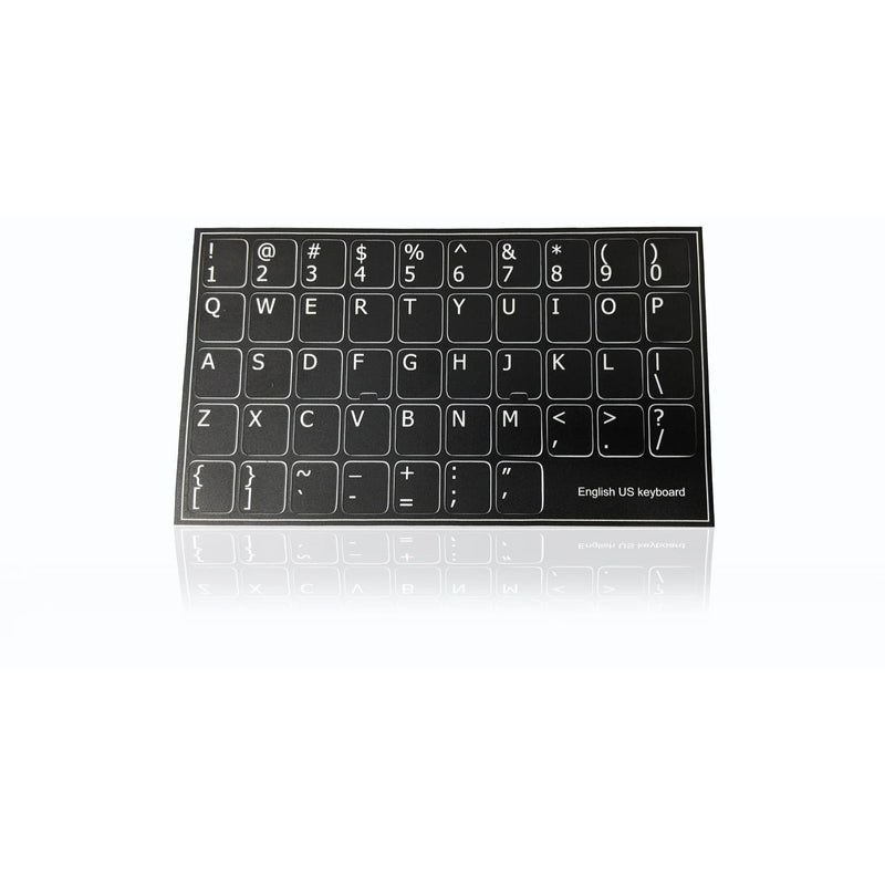 Accuratus Professional Keyboard Stickers (Language) - White Lettering on Opaque Black Background