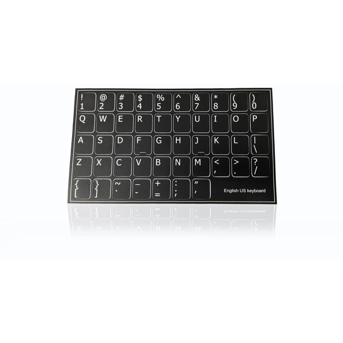 Accuratus Professional Keyboard Stickers (Language) - White Lettering on Opaque Black Background
