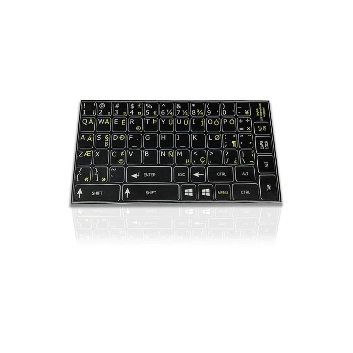 Accuratus Professional Keyboard Stickers (Language) - White Lettering on Opaque Black Background