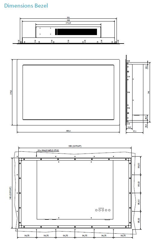 CKS S22 Rugged Industrial Display Touchscreen Monitor/Panel PC