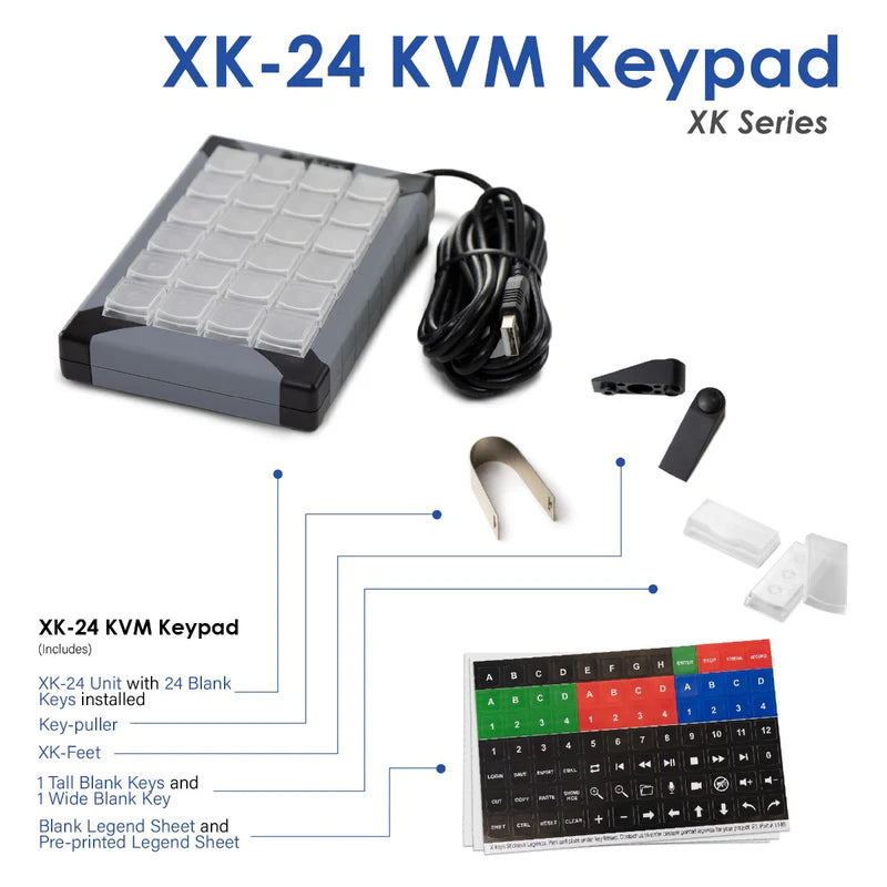 X-keys XK-24-KVM Programmable Keypad for use with a KVM Switch