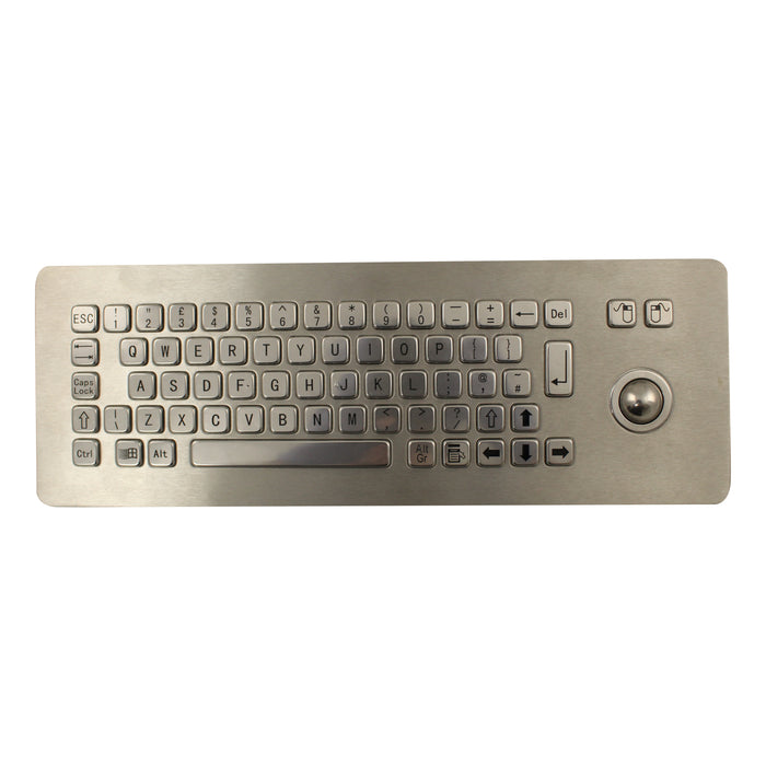 KBS-PC-N-I-USBUK-CAW Stainless Steel Panel Mount Keyboard with Trackball