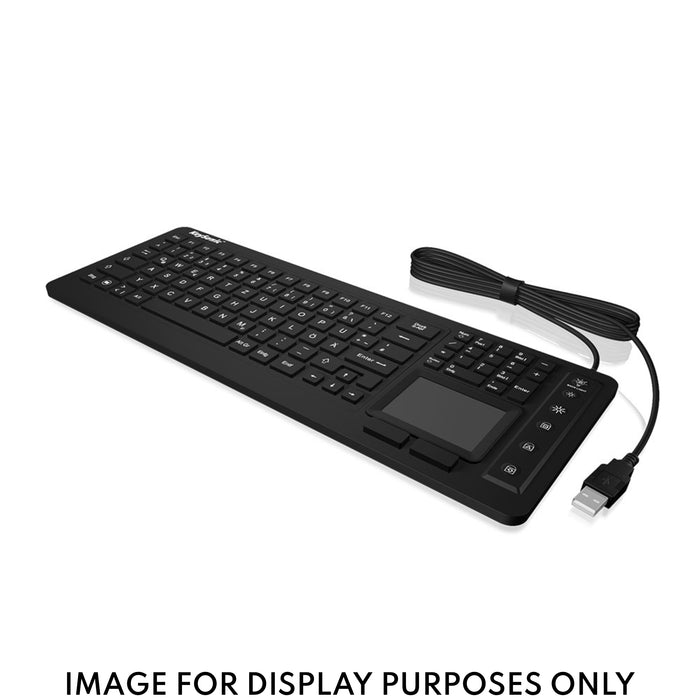 Keysonic KSK-6231 Waterproof Compact Keyboard with Integrated Touchpad and Backlighting