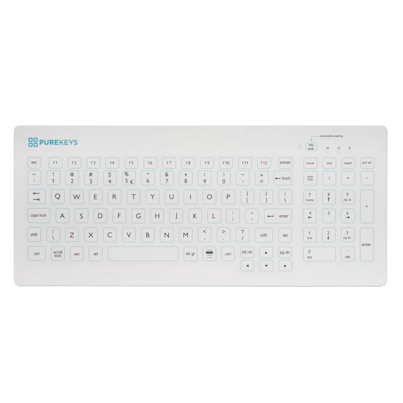 Purekeys Wireless Compact Medical Keyboard - IP66 with Tactile Feedback