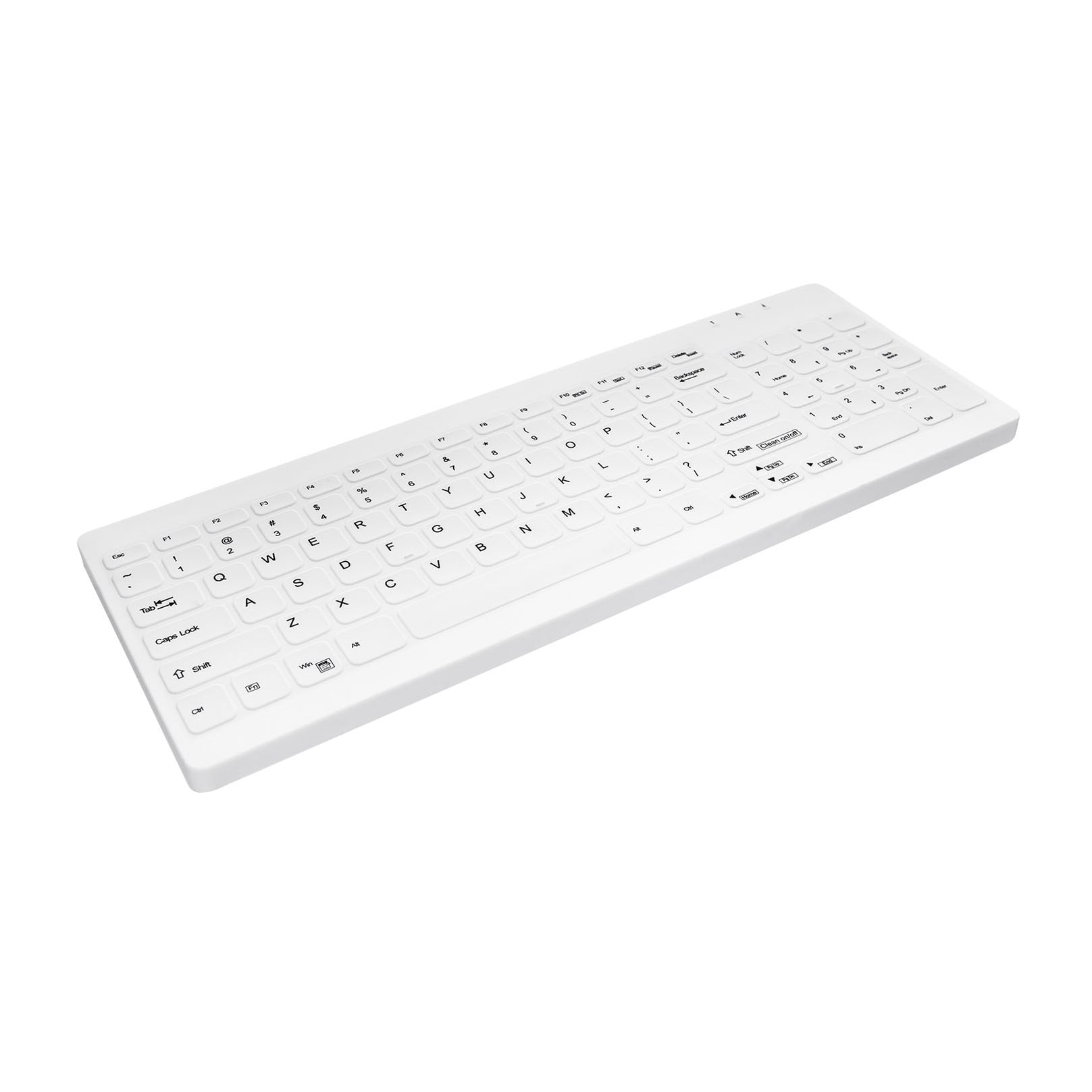 Active Key AK-C7012F Compact Ultraflat Wipeable Keyboard in White with ...