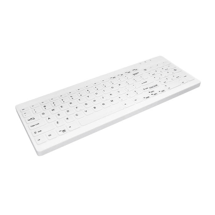 Active Key AK-C7012F Compact Ultraflat Wipeable Keyboard in White with Numpad - Wired