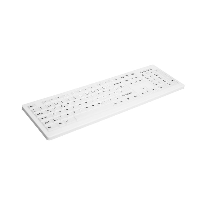 Active Key AK-C8100F Wipeable Keyboard in White with Numpad - Wireless